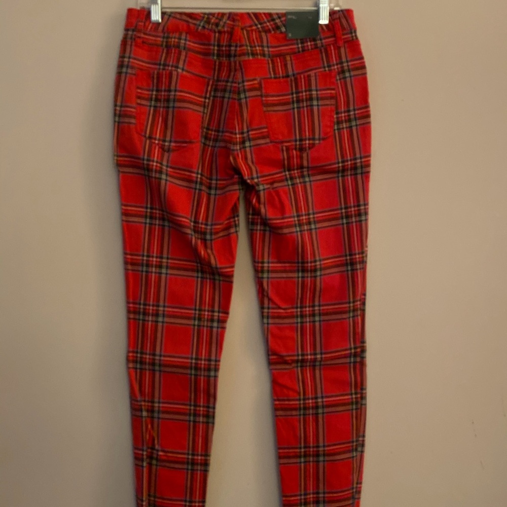 Red plaid jeans